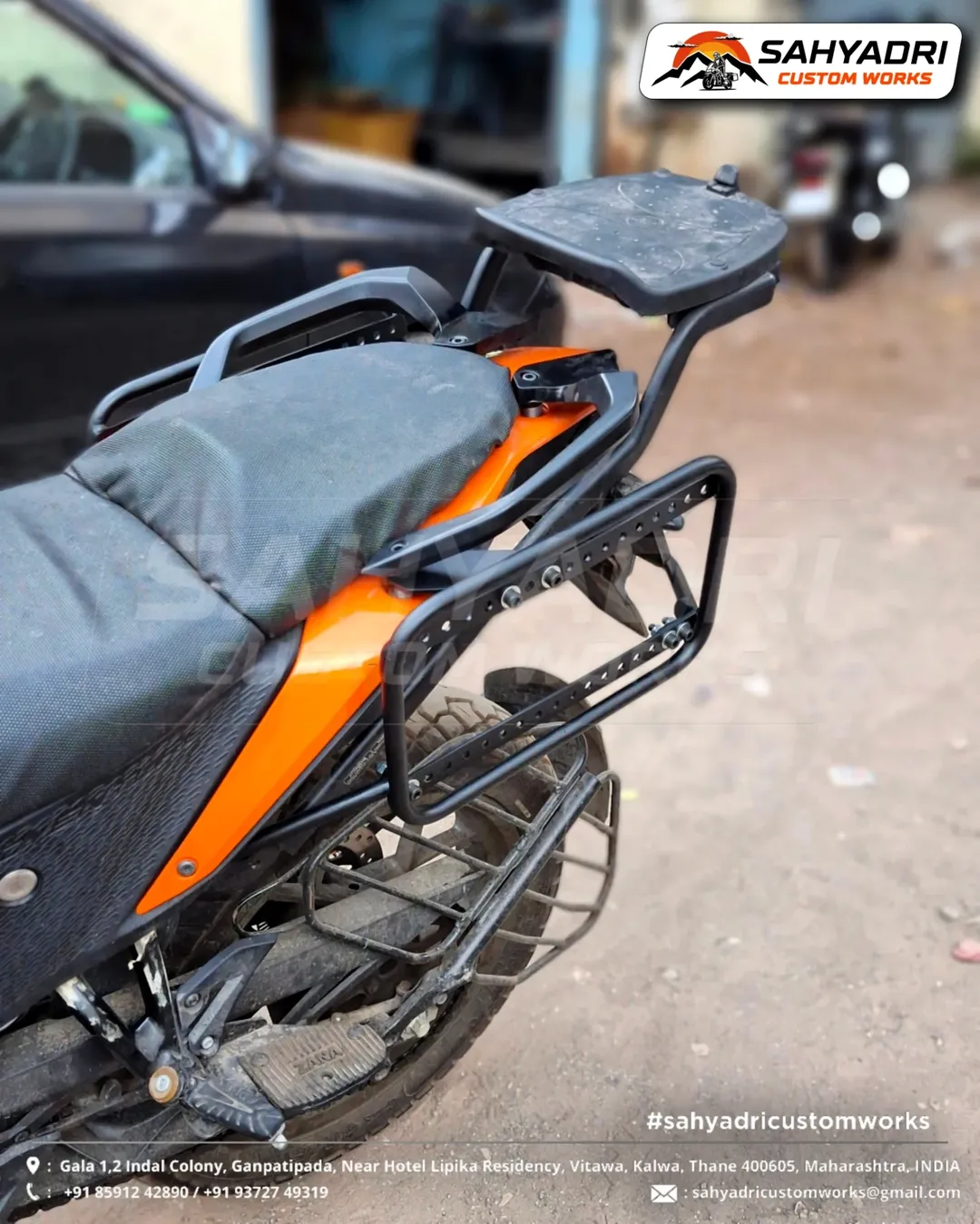 🔸 SADDLE STAY SYSTEM installed on the KTM Adventure (Gen-1) model.(As seen in image, also comp (4)