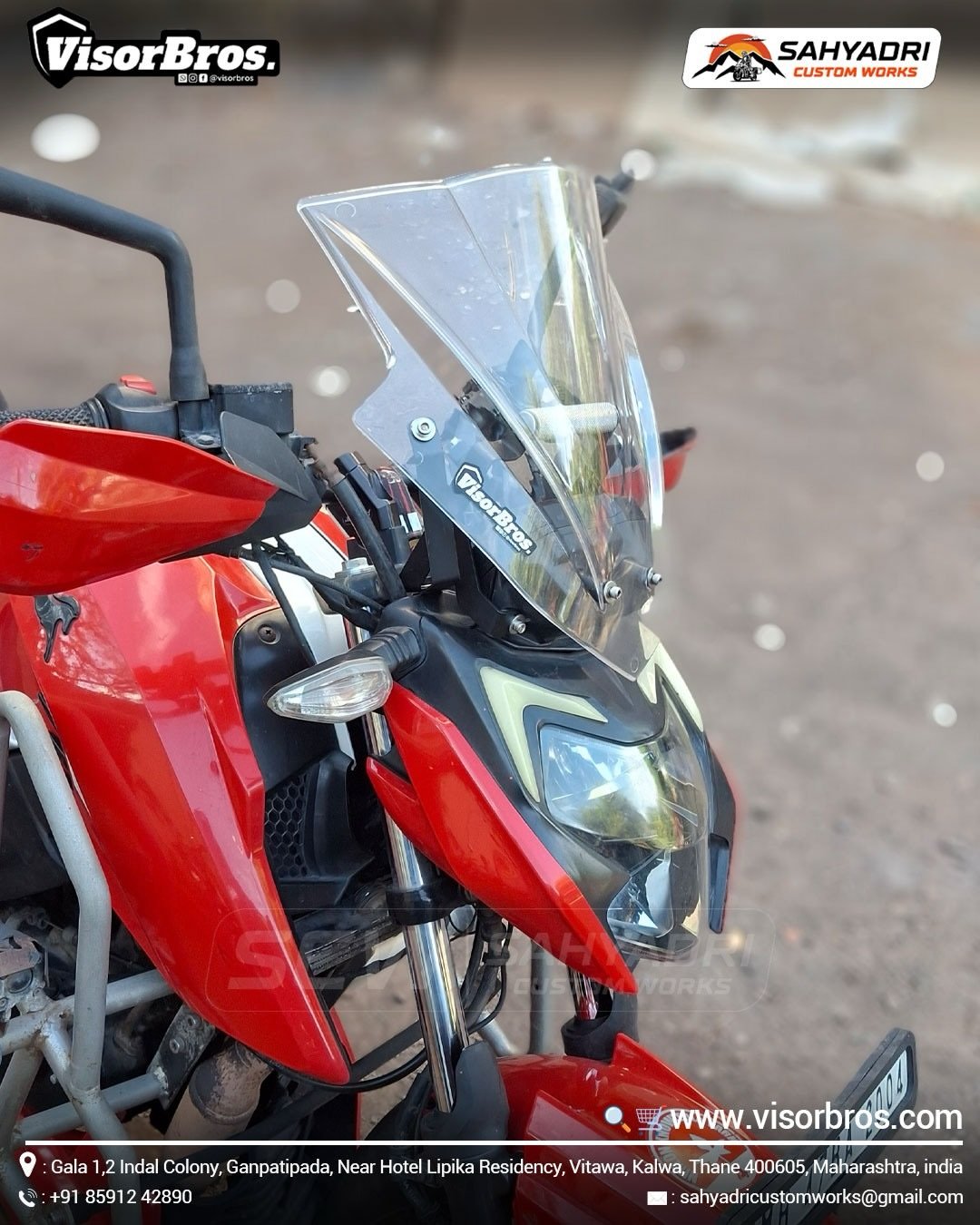GPS MOUNT with STREET WINDSCREEN (Polycarbonate) (Clear) installed on the TVS Apache RTR 4V mode (1)
