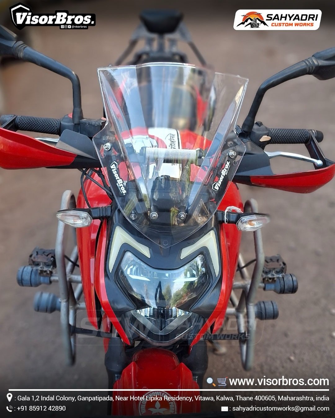 GPS MOUNT with STREET WINDSCREEN (Polycarbonate) (Clear) installed on the TVS Apache RTR 4V mode