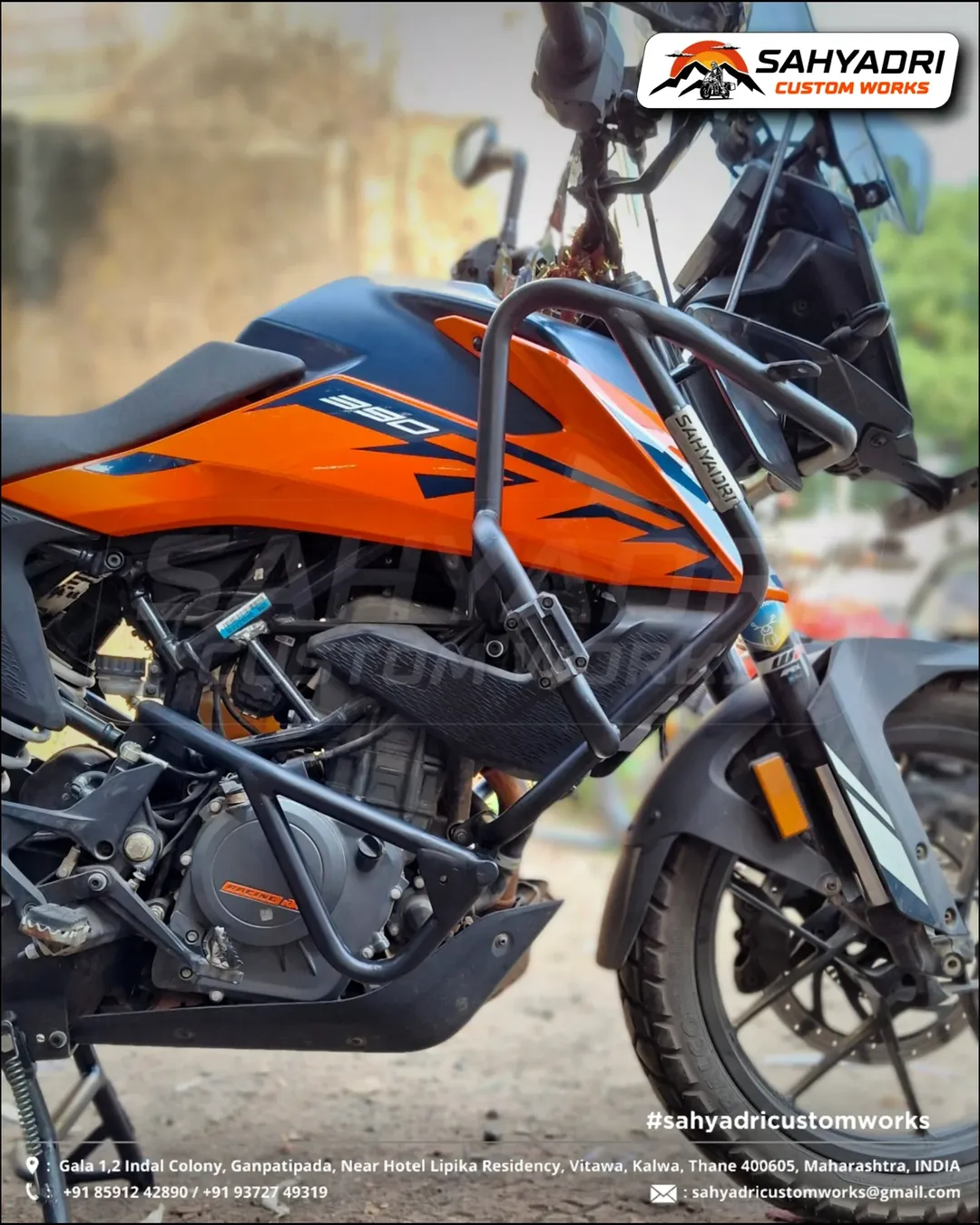 🔶 CRASH FRAME SYSTEM available for the KTM Adventure 390-250 model.• Multi point attach system (1)