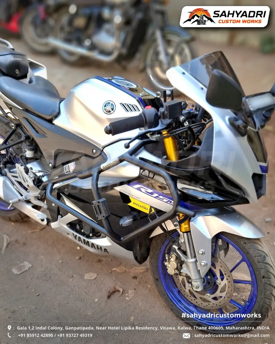 🔸 CRASH FRAME SYSTEM with Delrin Sliders custom-fabricated for the Yamaha R15v4 - R15v4M model (1)