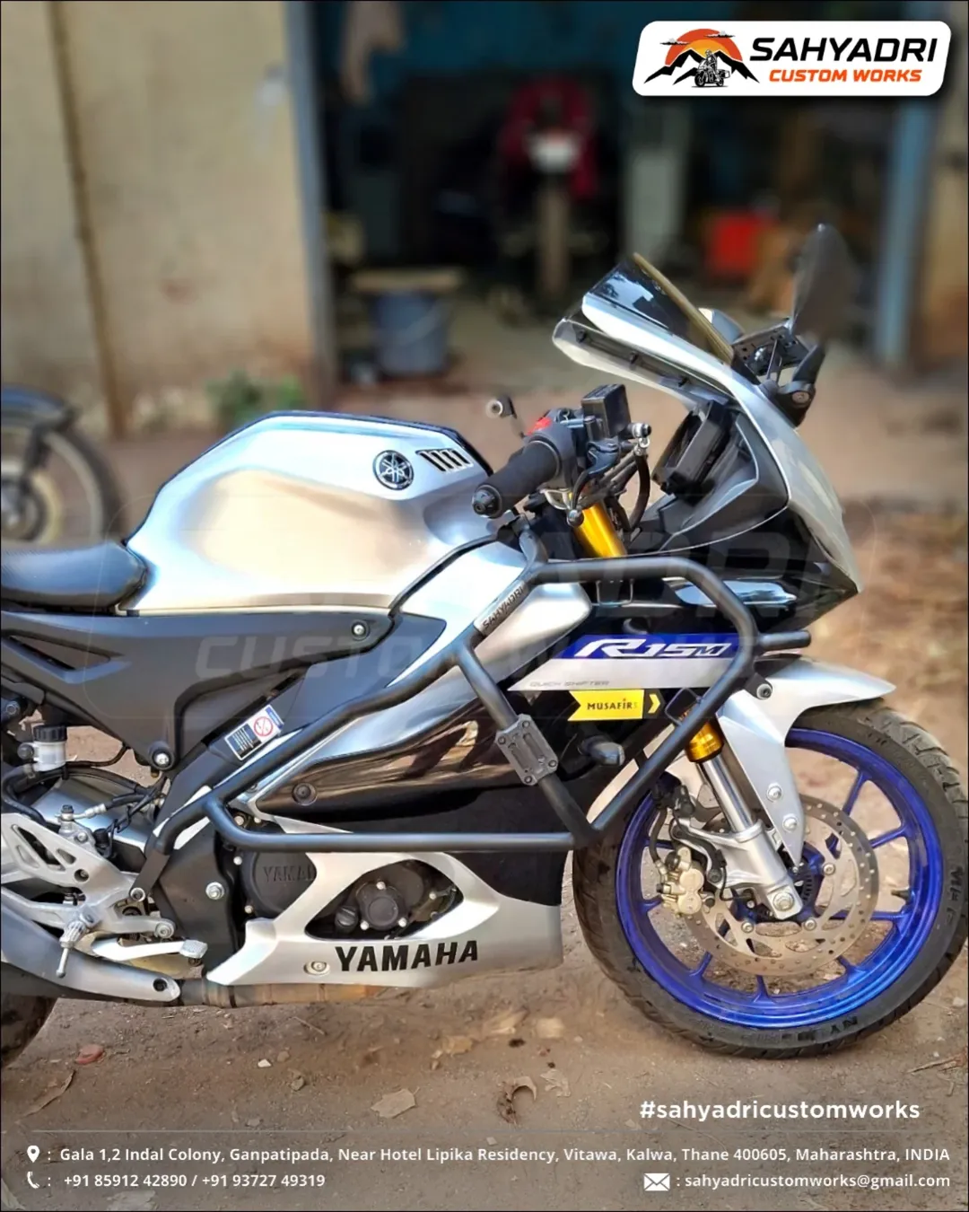 🔸 CRASH FRAME SYSTEM with Delrin Sliders custom-fabricated for the Yamaha R15v4 - R15v4M model